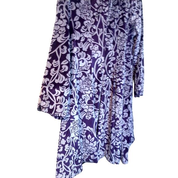 ANGIE Purple & Gray Boho Pleated Floral Retro Style Velour Peacoat Size M - Picture 5 of 8